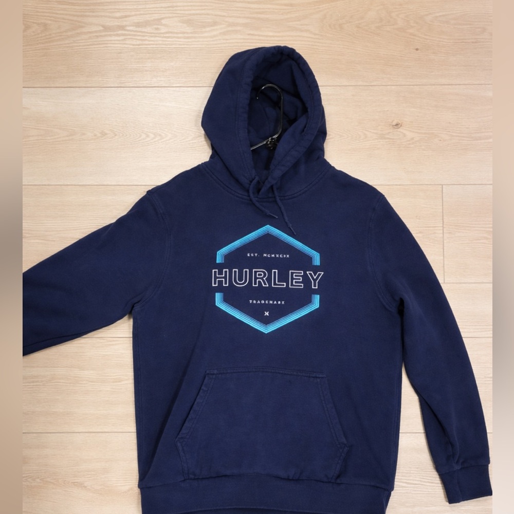 Hurley Navy Blue Graphic Hoodie Sweatshirt – Men’s Large